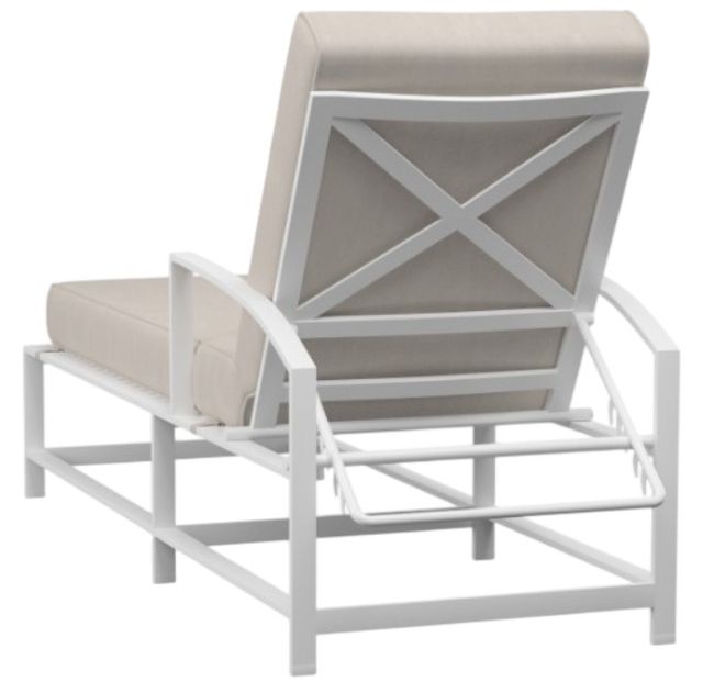 Sunset West Bristol Satin White Aluminum Outdoor Chaise Lounge with Canvas Flax Cushion-2