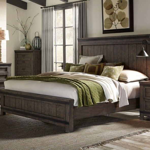 Liberty Furniture Thornwood Hills Rock Beaten Brown Queen Panel Bed-1