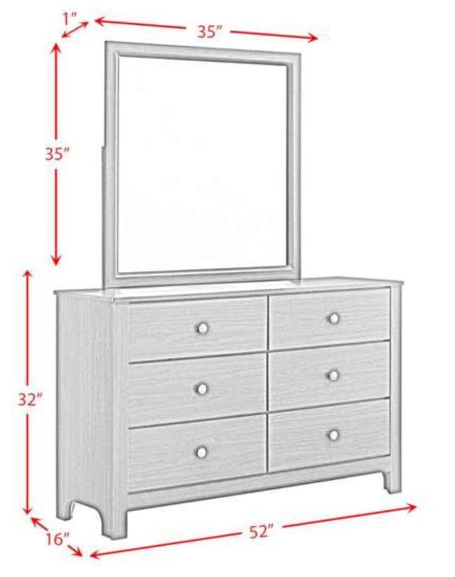 Elements International Sami White Dresser and Mirror-2