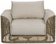 Vanguard® Furniture Customizable Bliss Fabric/Rattan Outdoor Swivel Chair with Blanket-1
