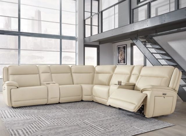Signature Design by Ashley® Double Deal 7-Piece Almond L-Shape Power Reclining Sectional with Consoles-1