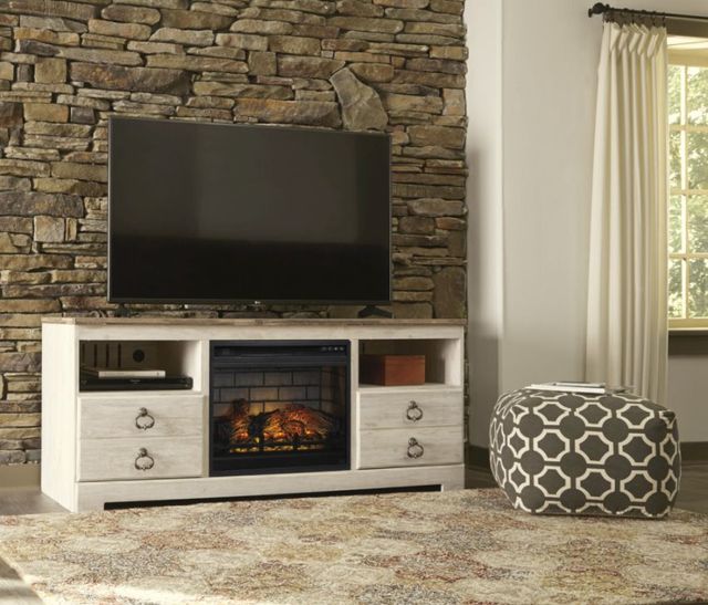 Signature Design by Ashley® Willowton Whitewash 64" TV Stand with Electric Fireplace-4
