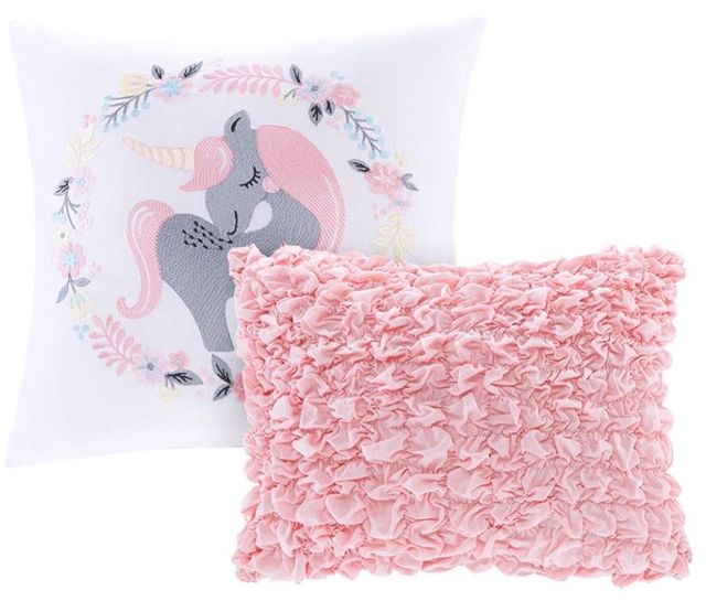 Olliix by Urban Habitat Kids Cloud Pink Full/Queen Cotton Reversible Coverlet Set-2