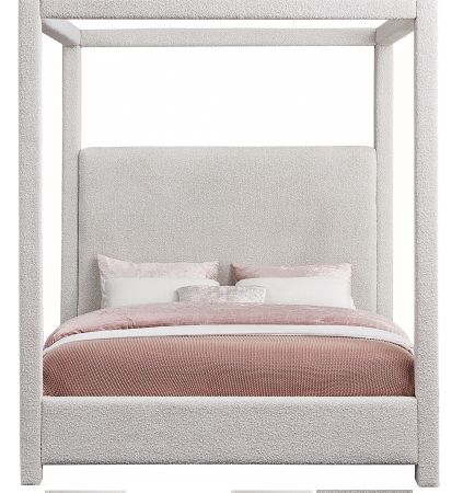 Meridian Furniture Eden Cream Queen Upholstered Canopy Bed-1