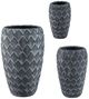 A & B Home 3-Piece Light Gray Tall Round Pot Set with Leaf Finish-0