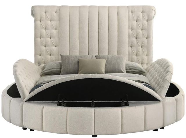 Coaster® Sonya Ivory Eastern King Upholstered Sleigh Storage Bed-3