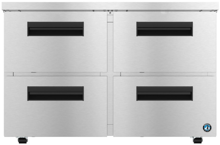 Hoshizaki Steelheart® 48" 12 Cu. Ft. Stainless Steel Two Section Undercounter Low Profile Refrigerator with Stainless Drawers