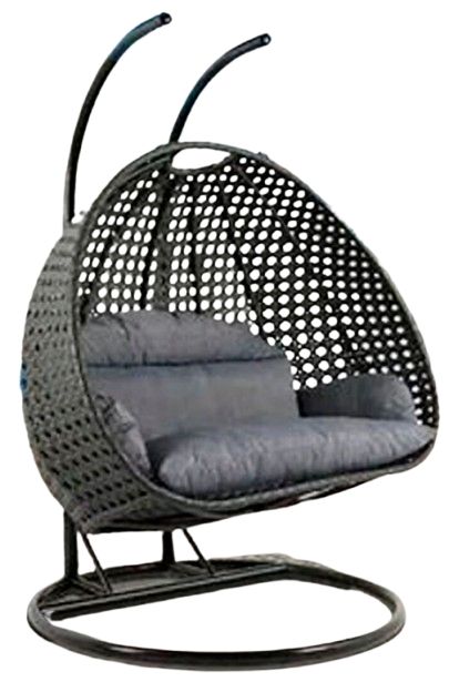 Elements International Playa Black Olefin/Steel Double Swing Chair-0