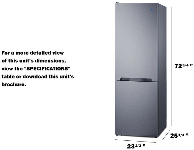 Summit® 24" 11.7 Cu. Ft. Stainless Steel Counter Depth Bottom Freezer Refrigerator-2