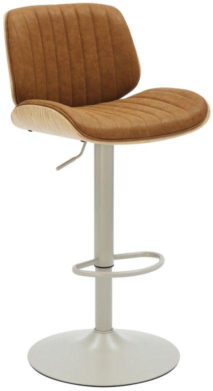 Armen Living Brock 2-Piece Camel/Ivory/Oak Barstool Set-0