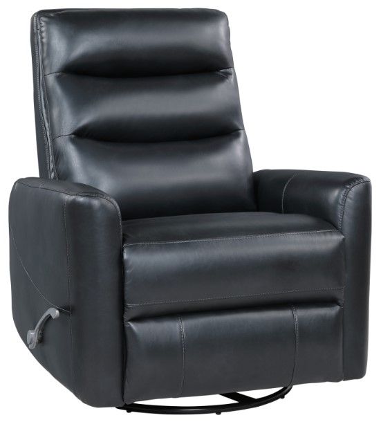 New Classic® Home Furnishings Takami Black Manual Swivel Recliner-0
