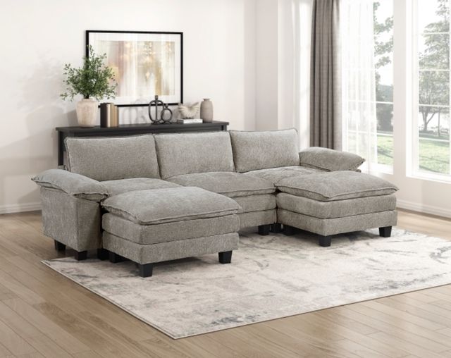 Homelegance® Dublin 5-Piece Dark Pewter Modular Sectional with Ottoman-1