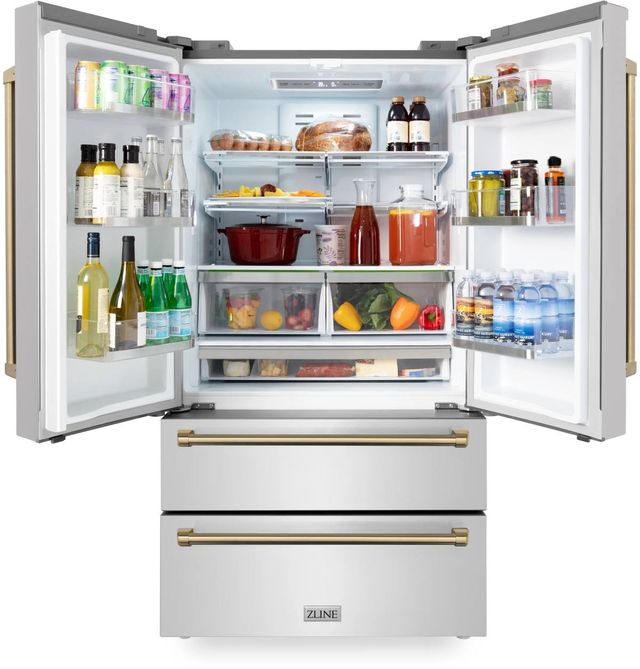ZLINE Autograph Edition 36" 22.5 Cu. Ft. Fingerprint Resistant Stainless Steel Counter Depth French Door Refrigerator-3