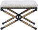 Linon Campaign Black/Cream Accent Stool-2