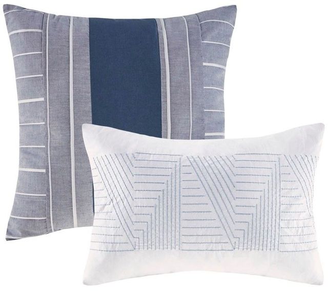 Olliix by Urban Habitat 5 Piece Chambray Indigo King/California King Bergen Cotton Rich Duvet Cover Set-1