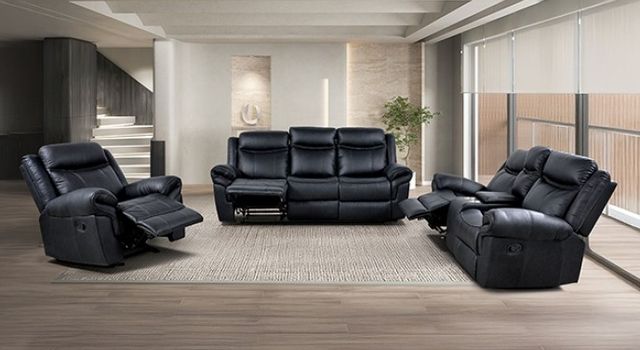 Furniture of America® Agata Black Glider Recliner Loveseat-1
