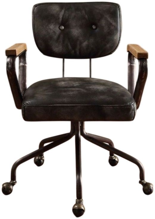 ACME Furniture Hallie Vintage Black Leather Office Chair-3