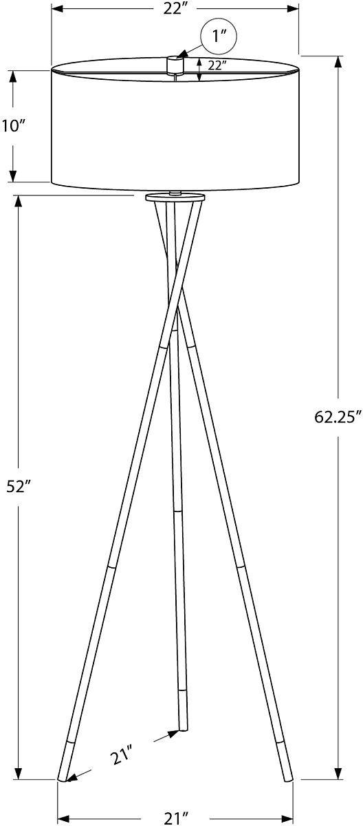 Monarch Specialties Inc. Black Floor Lamp with Tripod-1