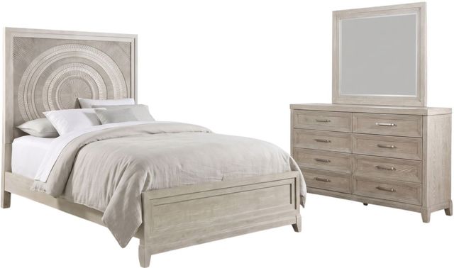 Liberty Furniture Belmar 3-Piece Silver Champagne/Washed Taupe Queen Panel Bedroom Set-0