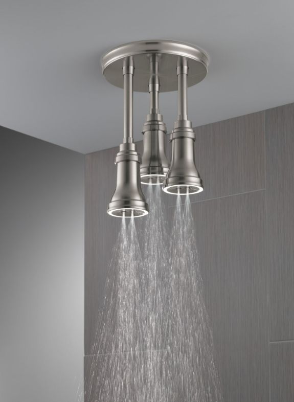 Delta Universal Showering Stainless 2.5 GPM H2Okinetic® Pendant Raincan Shower Head with LED Light-1