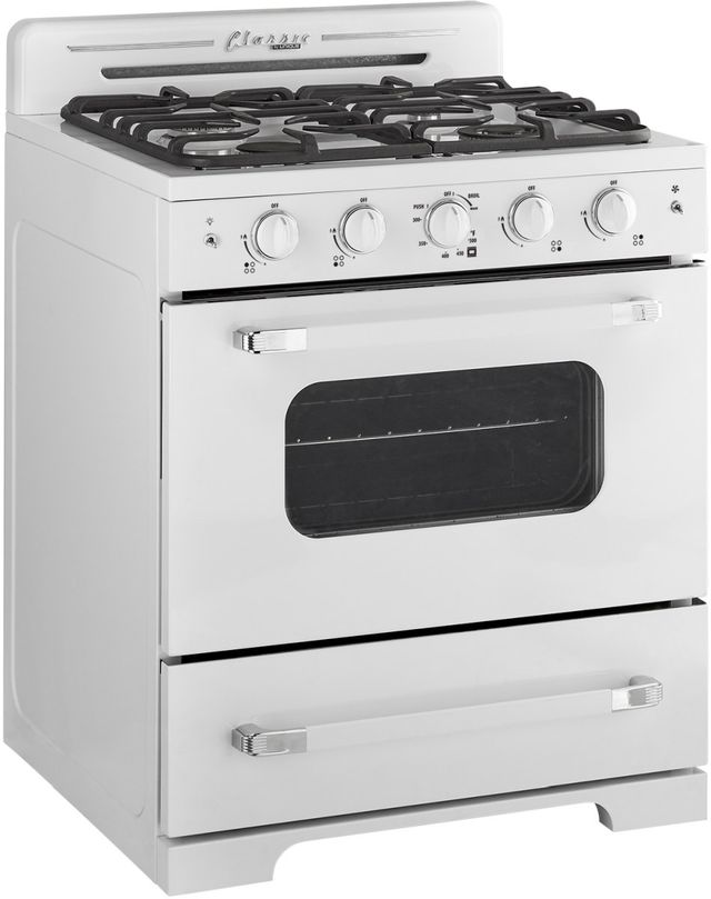 Unique® Appliances Classic Retro 30" Marshmallow White Freestanding Gas Range-2