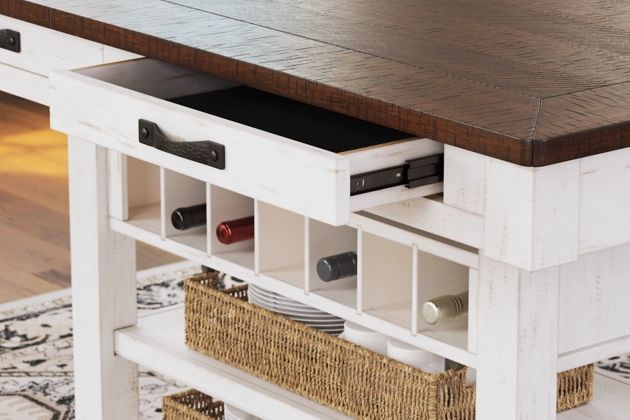 Signature Design by Ashley® Valebeck Brown Counter Height Dining Table with White Pedestal -6