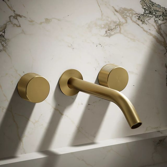 KOHLER® Components® Vibrant Brushed Moderne Brass Bathroom Sink Faucet Oyl Handle Trim-3