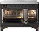 Ilve® Majestic III 48" Graphite Matte Pro Style Induction Range with Triple Glass Door and Burnished Trim-1