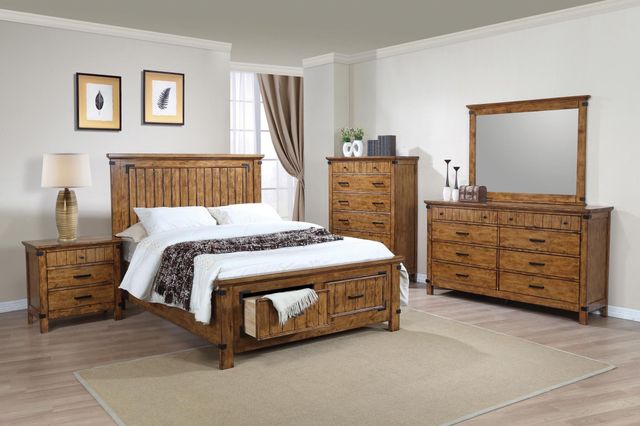 Coaster® Brenner 5-Piece Rustic Honey Queen Storage Panel Bedroom Set-0