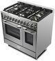 Verona® Ultima 36" Stainless Steel Double Oven Freestanding Gas Range with 5 Brass Burners-2
