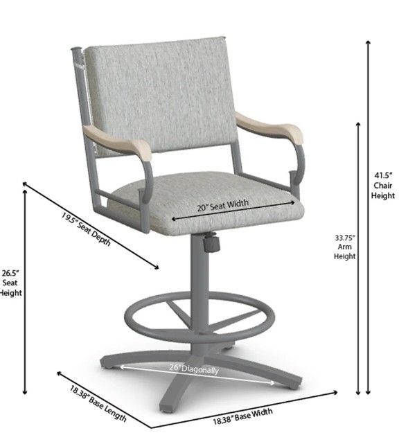 Chromcraft™ Customizable Rowan Counter Arm Chair-2
