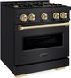 ZLINE Classic Autograph Edition 30" Black Stainless Steel Pro Style Dual Fuel Range with Champagne Bronze Accents-2
