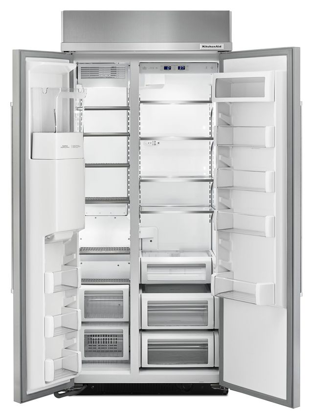 KitchenAid® 20.8 Cu. Ft. Stainless Steel with PrintShield™ Finish Built In Side-By-Side Refrigerator-1