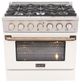 Kucht Professional KDF Series 36" Stainless Steel Pro Style Dual Fuel Range with White Door and Gold Handle-0