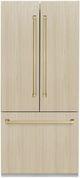 ZLINE Autograph Edition 36" 19.6 Cu. Ft. Panel Ready Built In Counter Depth French Door Refrigerator with Champagne Bronze Accents-0