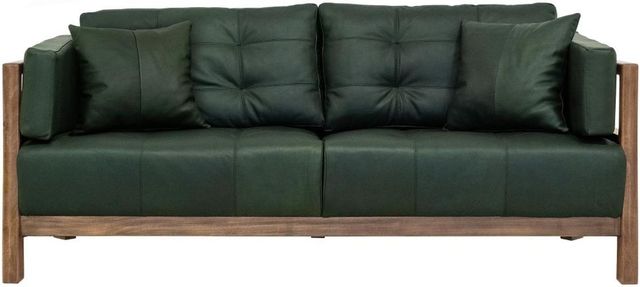International Furniture Direct Roots Brown/Green Leather Sofa-2