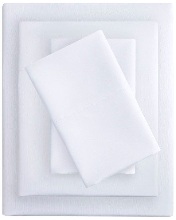 Olliix by Clean Spaces Charcoal Infused White King Solid Microfiber Sheet Set-0