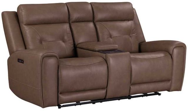 Liberty Furniture Beckham Aline Saddle Leather Power Reclining Loveseat with Console-0