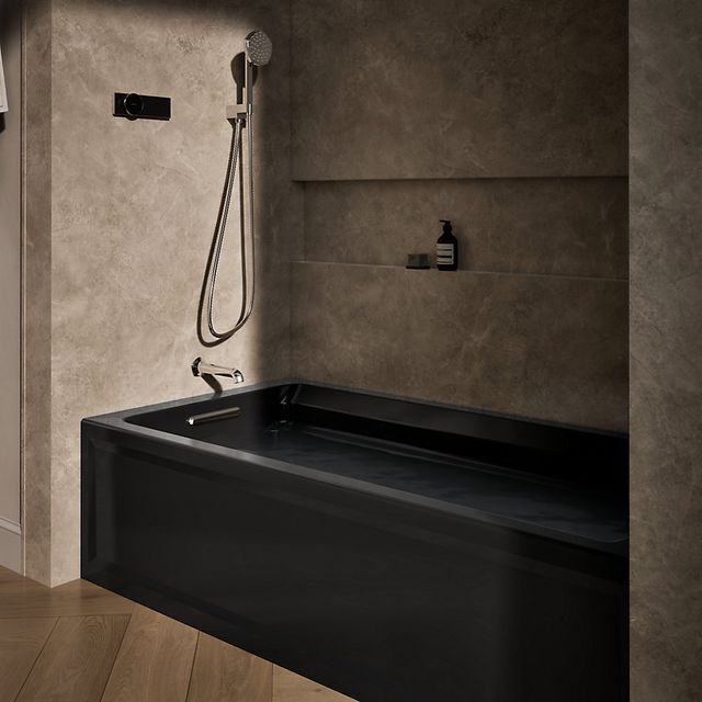 KOHLER® Archer® Black 72" x 36" Alcove Bath with Bask® Heated Surface - Left Drain-2