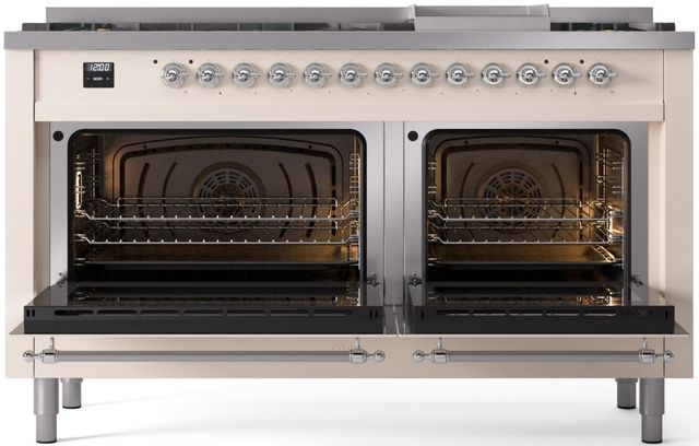 Ilve® Nostalgie II Series 60" Antique White Pro Style Dual Fuel Range-1