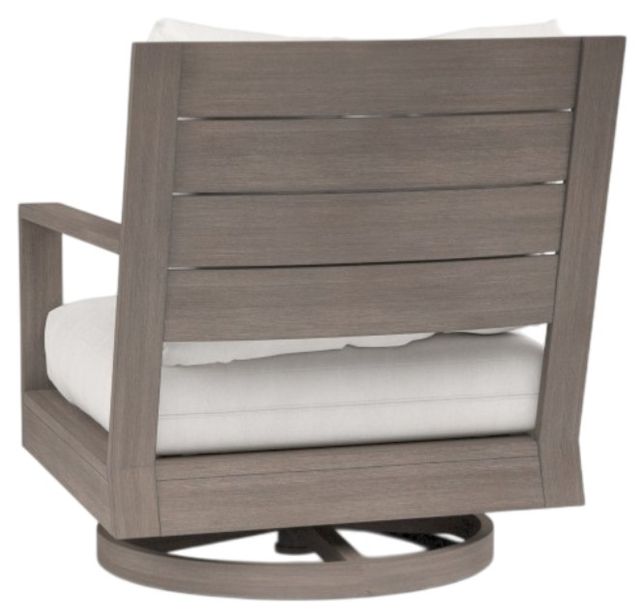 Sunset West Laguna Driftwood Aluminum Outdoor Swivel Club Chair with Canvas Flax Cushion-2