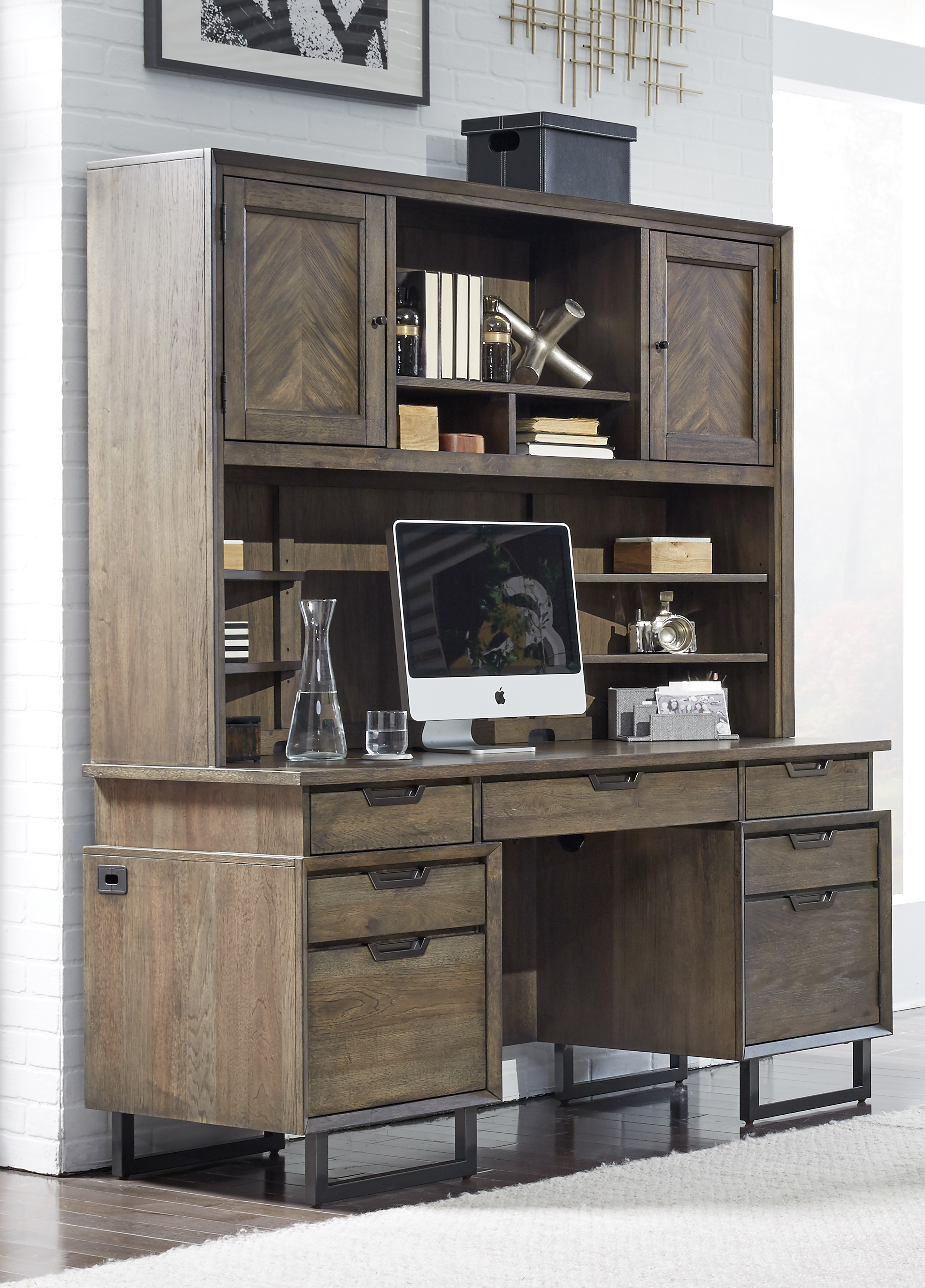 Aspenhome Harper Point 66" Credenza Desk - Thumbnail 5