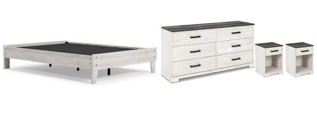 Signature Design by Ashley® Shawburn 4-Piece Charcoal Gray/Whitewash Full Platform Bed Set-0