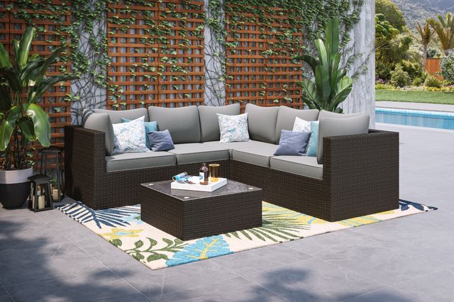 homestyles® Cape Shores Brown Sectional and Table Set-1