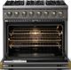 Viking® 5 Series 36" Damascus Gray Pro Style Dual Fuel (LP) Range with Brushed Brass Trim-1
