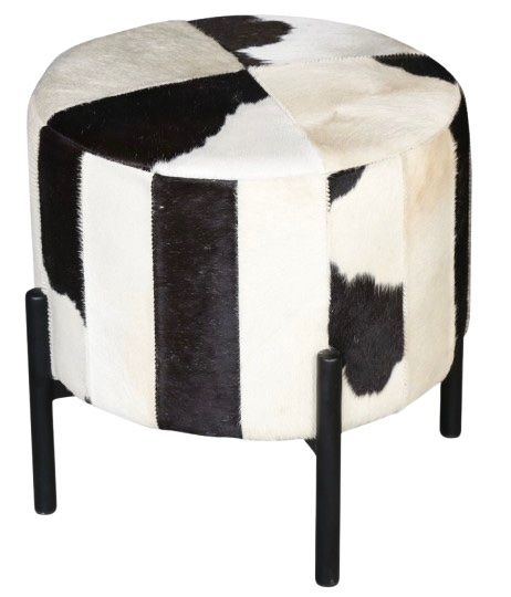 Home Trends & Design Nola Black Hair on Hide Ottoman-1
