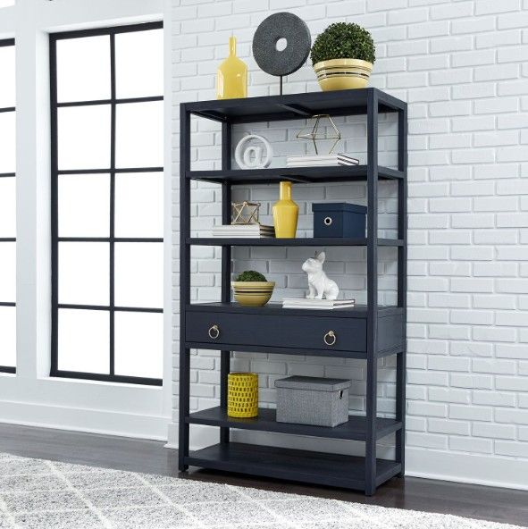 Liberty Furniture East End Wirebrushed Denim Accent Bookcase-1