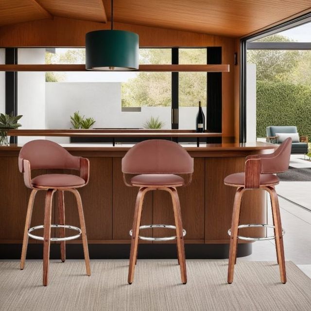Armen Living Daxton Brown/Walnut Bar Stool-1