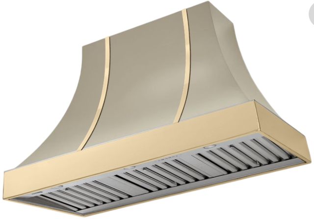 AGA Cascade 48" Fawn Wall Mounted Range Hood  with Polished Brass Trim-0