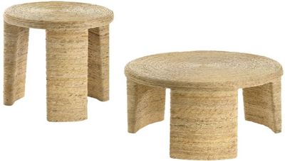Front view of the Coaster® Artina 2-Piece Natural Occasional Table Set